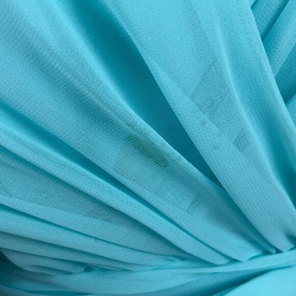 Vintage 70’s/ 80’s Miss Eliette Aqua Chiffon Maxi Evening Dress 8 - Picture 8 of 10